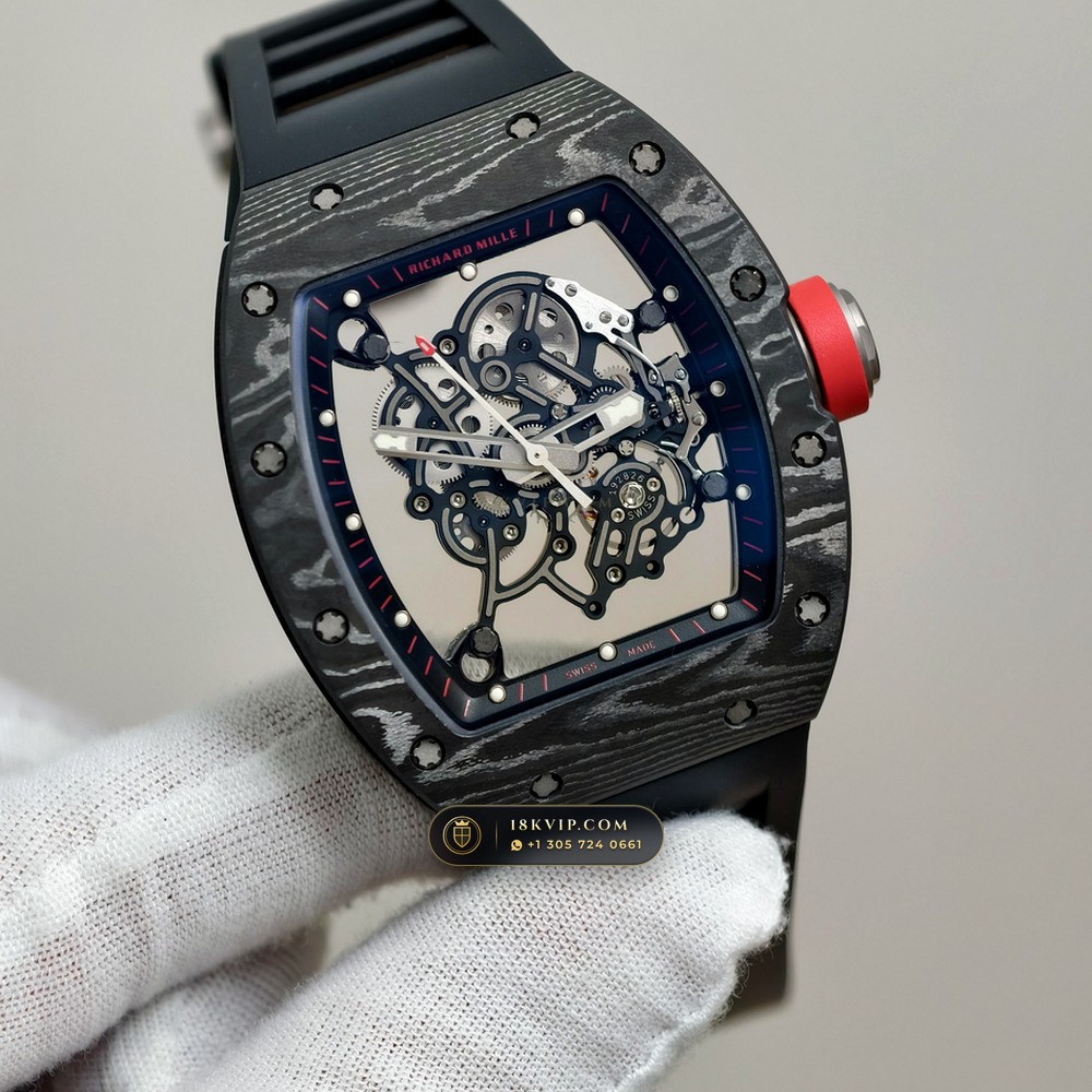 Richard Mille RM 055 Bubba Watson Manual Winding Americas Limited Edition Geneva Atelier Spec — Private Vault Edition — Studio Gallery Plate II in Carbon TPT & Grade 5 Titanium (66.9g Verified Mass, Richard Mille Cal. RMUL2 Grade 5 Titanium Skeleton)