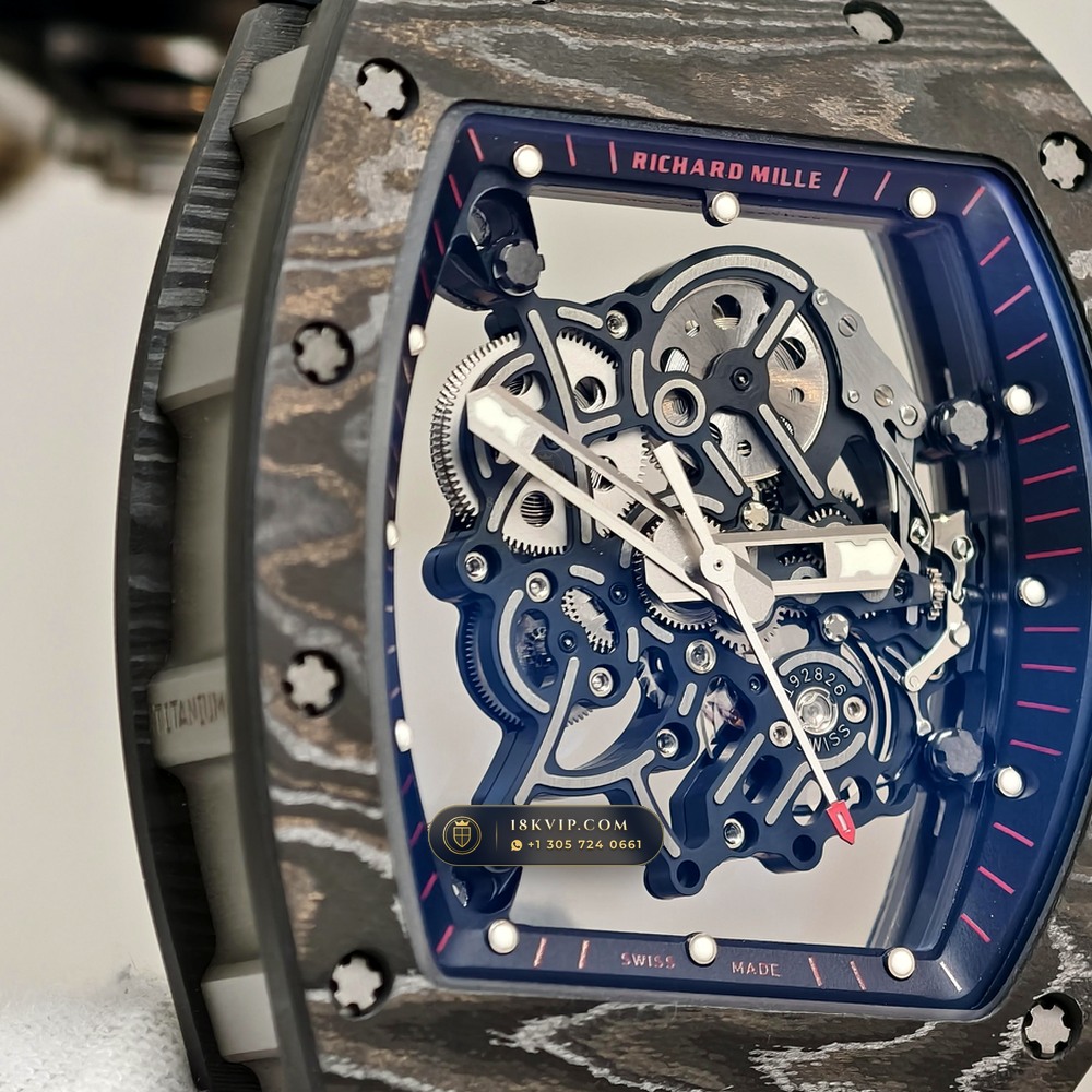 Richard Mille RM 055 Bubba Watson Manual Winding Americas Limited Edition Geneva Atelier Spec — Private Vault Edition — Studio Gallery Plate IV in Carbon TPT & Grade 5 Titanium (66.9g Verified Mass, Richard Mille Cal. RMUL2 Grade 5 Titanium Skeleton)