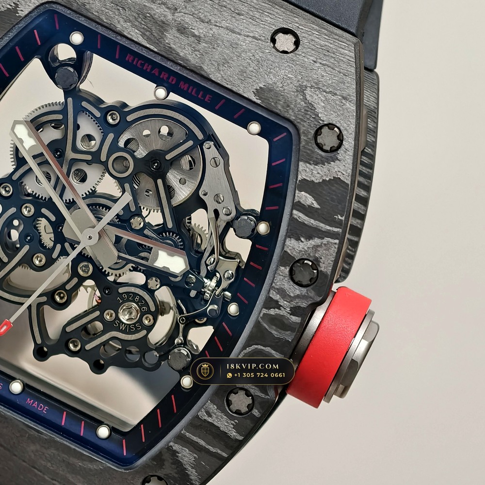 Richard Mille RM 055 Bubba Watson Manual Winding Americas Limited Edition Geneva Atelier Spec — Private Vault Edition — Studio Gallery Plate V in Carbon TPT & Grade 5 Titanium (66.9g Verified Mass, Richard Mille Cal. RMUL2 Grade 5 Titanium Skeleton)