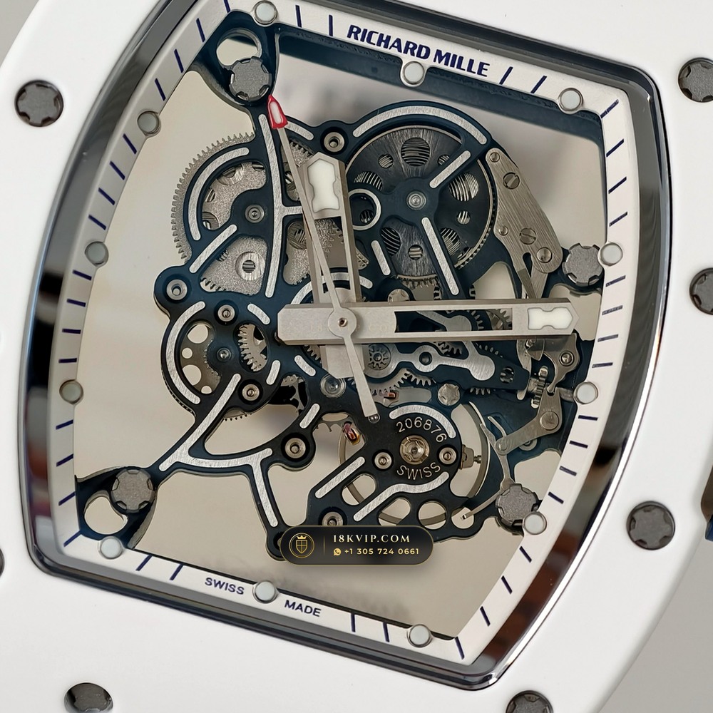 Richard Mille RM 055 Bubba Watson Manual Winding Hand-Chamfered Bevel Spec — Private Vault Edition — Studio Gallery Plate IV in ATZ White Ceramic & Grade 5 Titanium (66.6g Verified Mass, Richard Mille Cal. RMUL2 Grade 5 Titanium Skeleton)