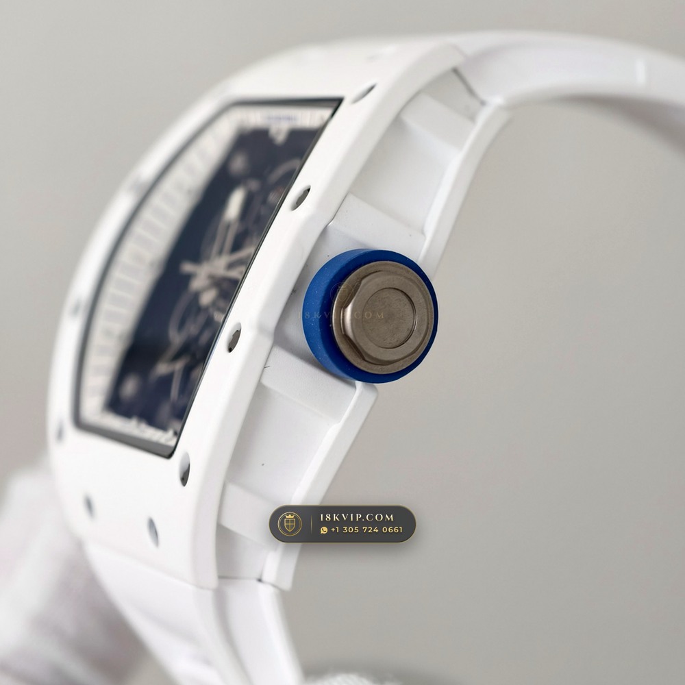 Richard Mille RM 055 Bubba Watson Manual Winding Hand-Chamfered Bevel Spec — Private Vault Edition — Studio Gallery Plate V in ATZ White Ceramic & Grade 5 Titanium (66.6g Verified Mass, Richard Mille Cal. RMUL2 Grade 5 Titanium Skeleton)