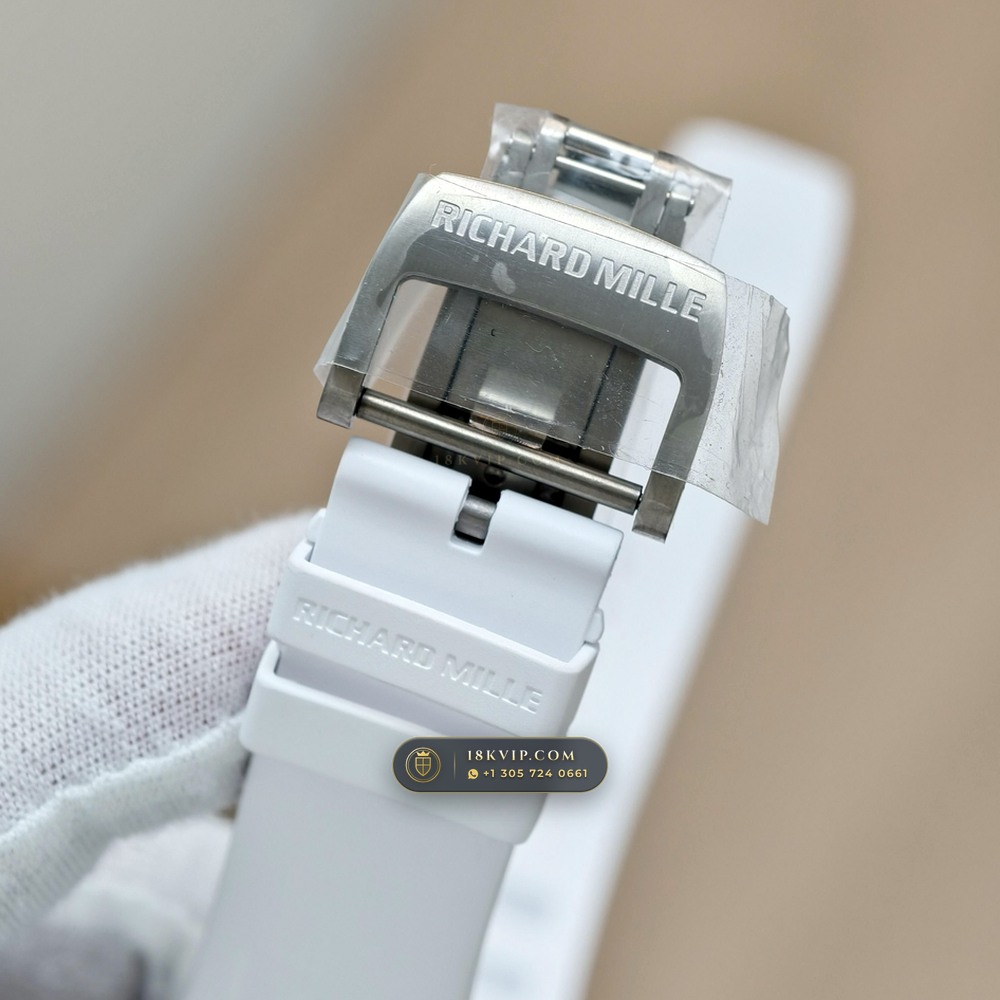 Richard Mille RM 055 Bubba Watson Manual Winding Hand-Chamfered Bevel Spec — Private Vault Edition — Studio Gallery Plate VIII in ATZ White Ceramic & Grade 5 Titanium (66.6g Verified Mass, Richard Mille Cal. RMUL2 Grade 5 Titanium Skeleton)