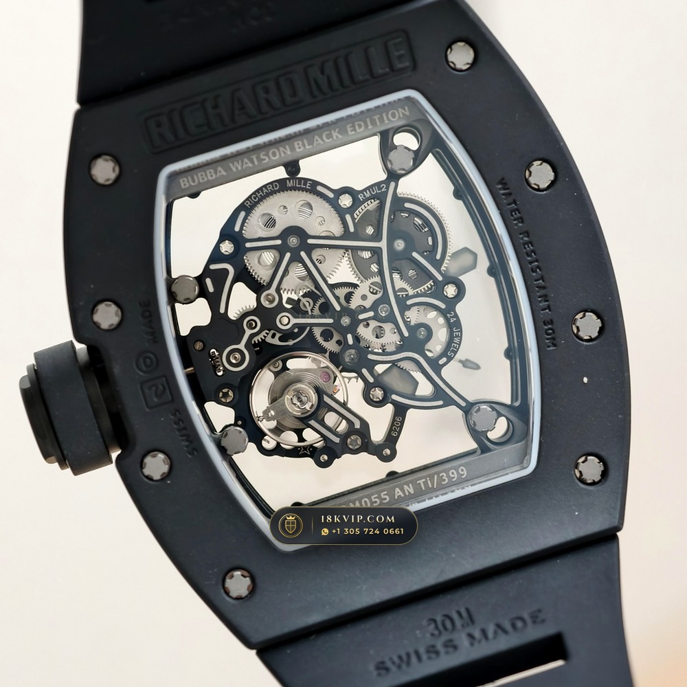 Richard Mille RM 055 Bubba Watson Manual Winding Sapphire Caseback Spec — Private Vault Edition — Studio Gallery Plate VII in ATZ White Ceramic & Grade 5 Titanium (66.3g Verified Mass, Richard Mille Cal. RMUL2 Grade 5 Titanium Skeleton)