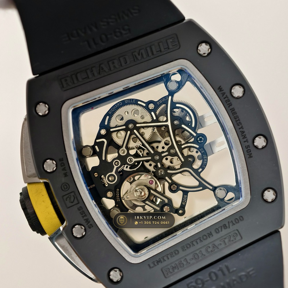 Richard Mille RM 61-01 Yohan Blake Asymmetric Sapphire Caseback Spec — Private Vault Edition — Studio Gallery Plate VII in Carbon TPT & Grade 5 Titanium (55.4g Verified Mass, Richard Mille Cal. RMUL2 Free-Sprung Skeleton)