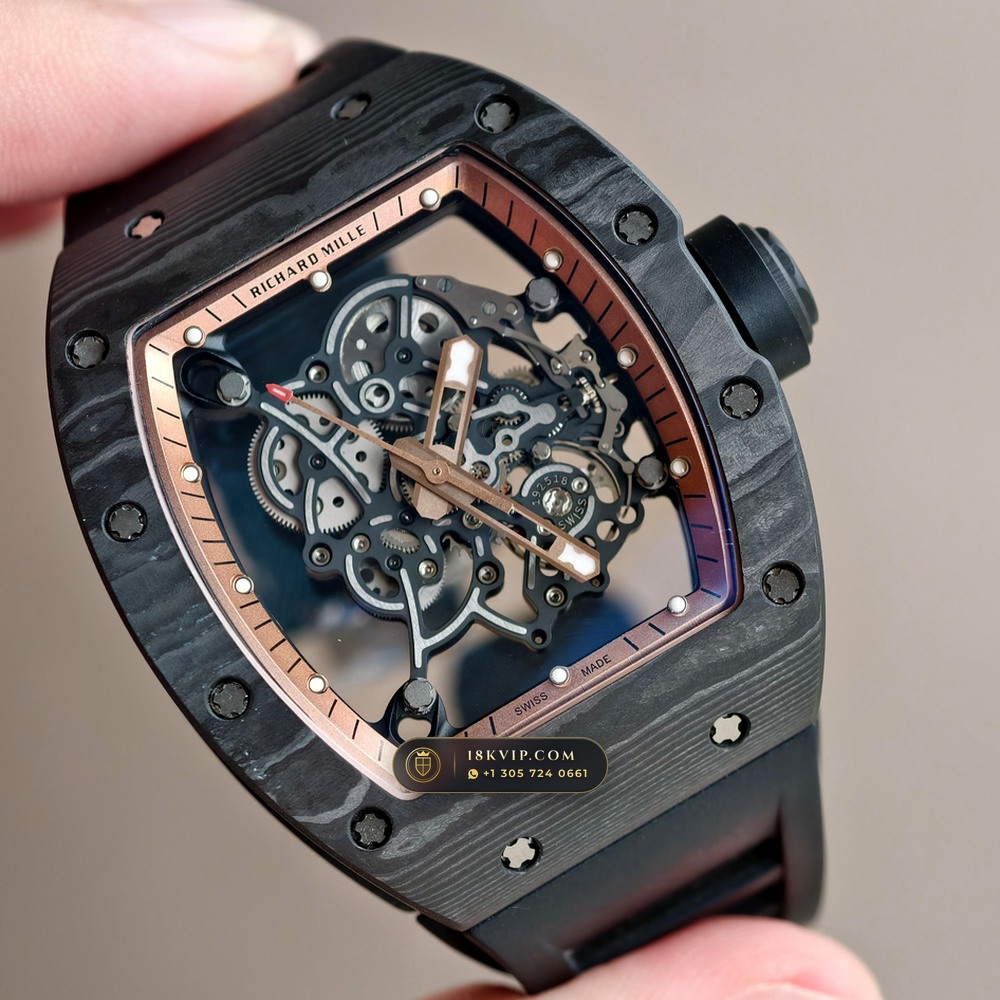 Richard Mille RM 055 Bubba Watson Manual Winding Asia Limited Edition — Private Vault Edition — Studio Gallery Plate II in Carbon TPT & Grade 5 Titanium (66.8g Verified Mass, Richard Mille Cal. RMUL2 Grade 5 Titanium Skeleton)