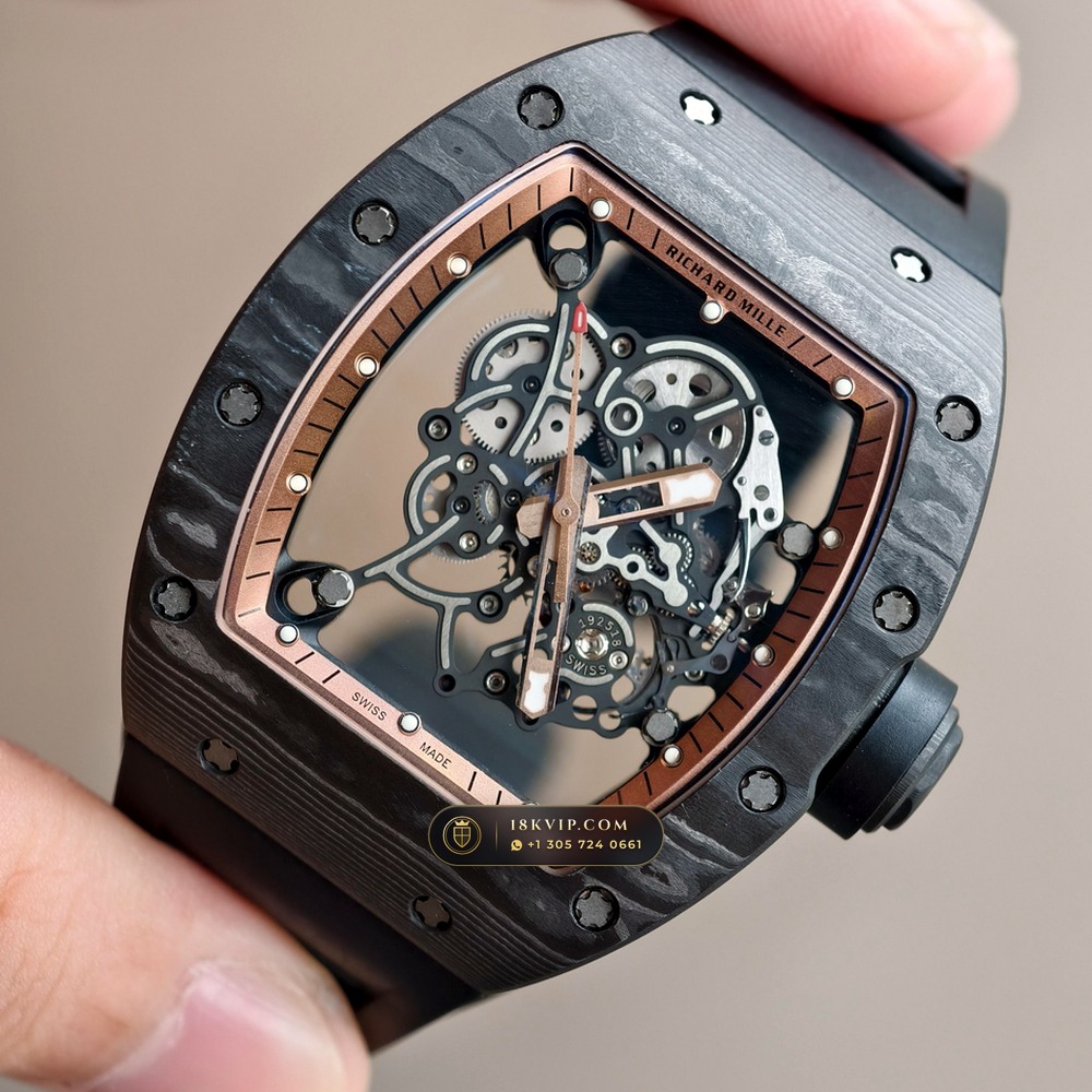 Richard Mille RM 055 Bubba Watson Manual Winding Asia Limited Edition — Private Vault Edition — Studio Gallery Plate III in Carbon TPT & Grade 5 Titanium (66.8g Verified Mass, Richard Mille Cal. RMUL2 Grade 5 Titanium Skeleton)
