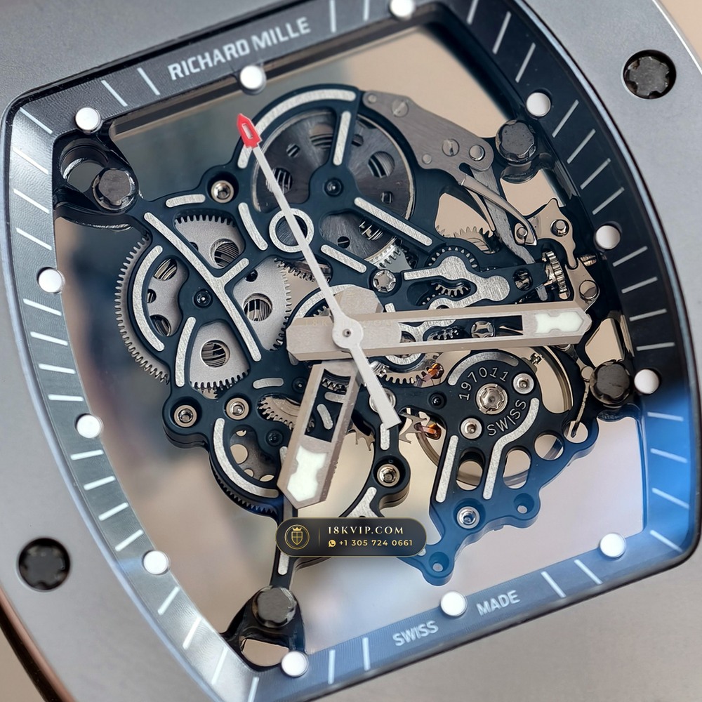 Richard Mille RM 055 Bubba Watson Manual Winding Sunburst Rhodium / Slate Grey Dial — Private Vault Edition — Studio Gallery Plate IV in ATZ White Ceramic & Grade 5 Titanium (66.7g Verified Mass, Richard Mille Cal. RMUL2 Grade 5 Titanium Skeleton)