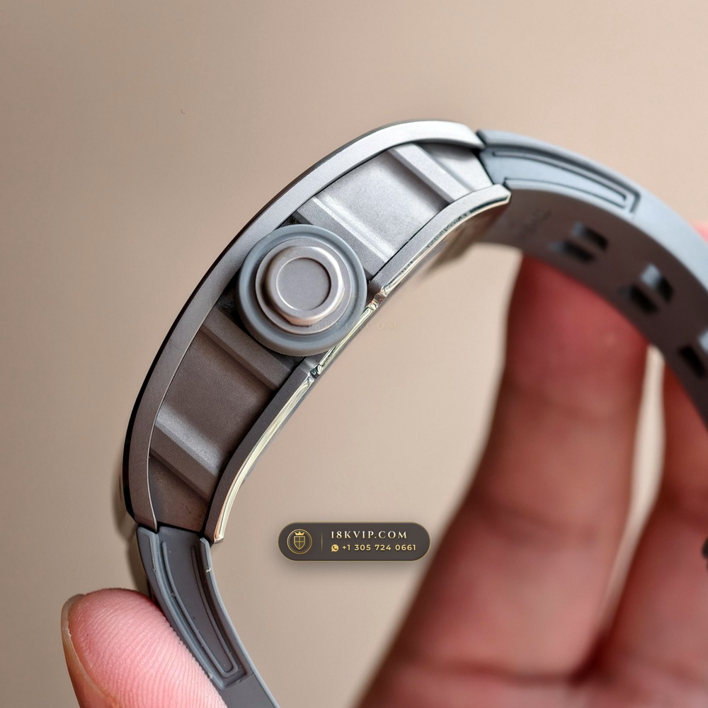 Richard Mille RM 055 Bubba Watson Manual Winding Sunburst Rhodium / Slate Grey Dial — Private Vault Edition — Studio Gallery Plate VI in ATZ White Ceramic & Grade 5 Titanium (66.7g Verified Mass, Richard Mille Cal. RMUL2 Grade 5 Titanium Skeleton)