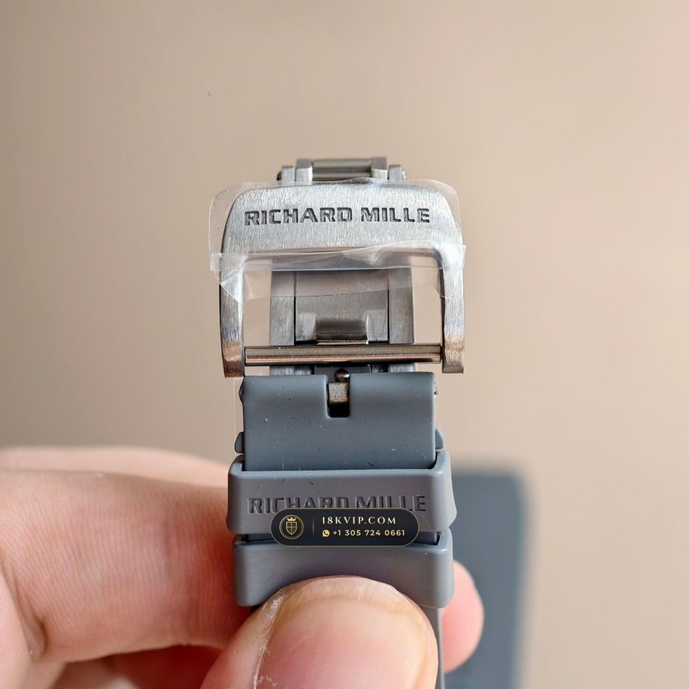 Richard Mille RM 055 Bubba Watson Manual Winding Sunburst Rhodium / Slate Grey Dial — Private Vault Edition — Studio Gallery Plate VIII in ATZ White Ceramic & Grade 5 Titanium (66.7g Verified Mass, Richard Mille Cal. RMUL2 Grade 5 Titanium Skeleton)