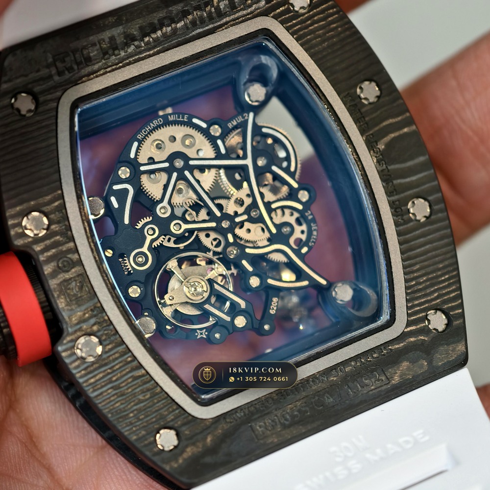 Richard Mille RM 055 Bubba Watson Manual Winding Japan Limited Edition Geneva Atelier Spec — Private Vault Edition — Studio Gallery Plate VII in Carbon TPT & Grade 5 Titanium (66.3g Verified Mass, Richard Mille Cal. RMUL2 Grade 5 Titanium Skeleton)