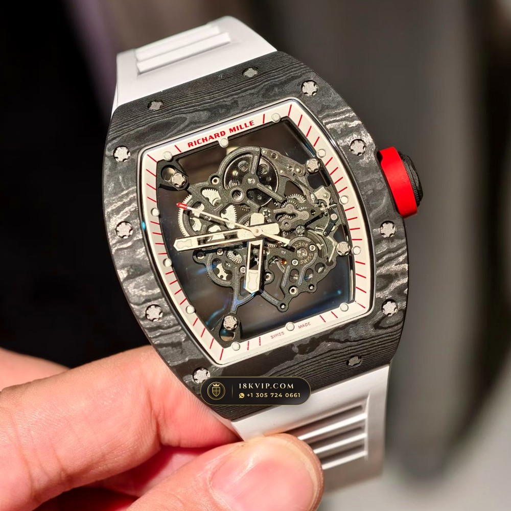 Richard Mille RM 055 Bubba Watson Manual Winding Japan Limited Edition 5-Axis CNC Case — Private Vault Edition — Studio Gallery Plate II in Carbon TPT & Grade 5 Titanium (66.8g Verified Mass, Richard Mille Cal. RMUL2 Grade 5 Titanium Skeleton)