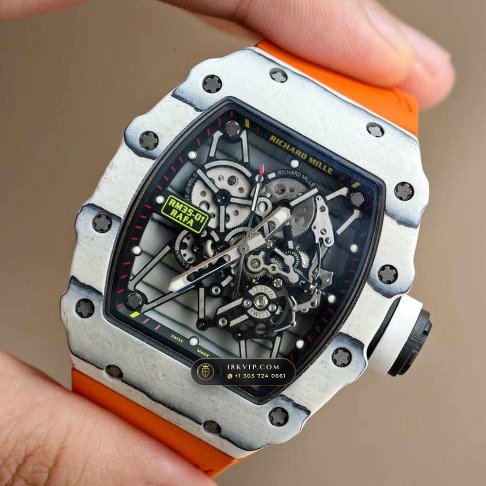 Richard Mille RM 35-01 Rafael Nadal White Quartz TPT Skeleton — Private Vault Edition — Studio Gallery Plate II in Carbon TPT & Grade 5 Titanium (50.9g Verified Mass, Richard Mille Cal. RMUL3 Grade 5 Titanium Skeleton)