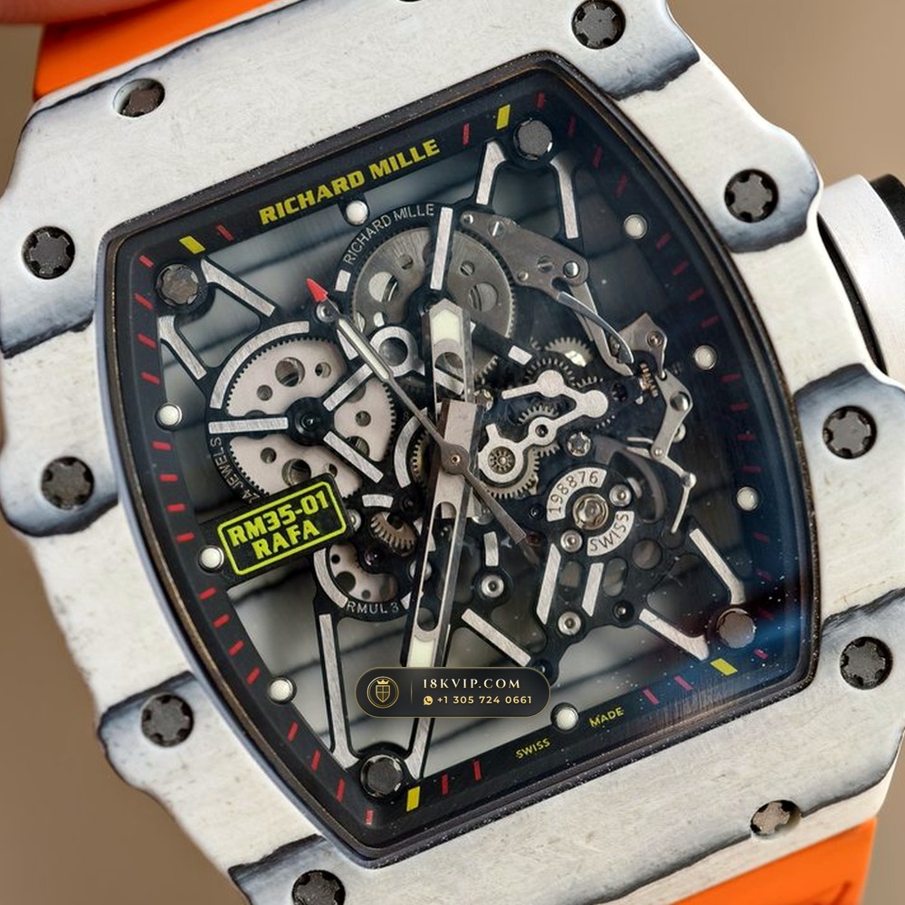 Richard Mille RM 35-01 Rafael Nadal White Quartz TPT Skeleton — Private Vault Edition — Studio Gallery Plate IV in Carbon TPT & Grade 5 Titanium (50.9g Verified Mass, Richard Mille Cal. RMUL3 Grade 5 Titanium Skeleton)