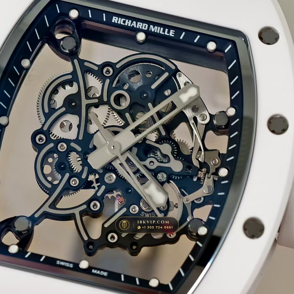Richard Mille RM 055 Bubba Watson Manual Winding Monte-Carlo Showroom Spec — Private Vault Edition — Studio Gallery Plate IV in ATZ White Ceramic & Grade 5 Titanium (66.5g Verified Mass, Richard Mille Cal. RMUL2 Grade 5 Titanium Skeleton)