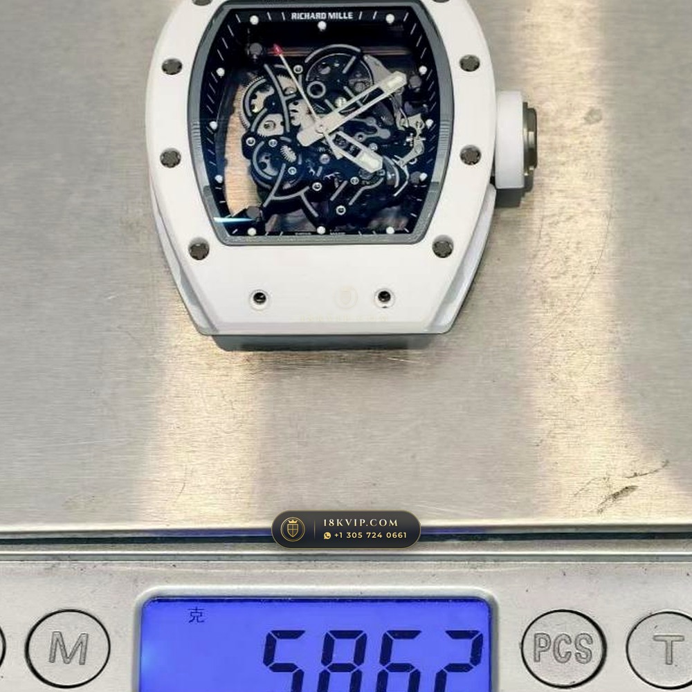 Richard Mille RM 055 Bubba Watson Manual Winding Monte-Carlo Showroom Spec — Private Vault Edition — Studio Gallery Plate VIII in ATZ White Ceramic & Grade 5 Titanium (66.5g Verified Mass, Richard Mille Cal. RMUL2 Grade 5 Titanium Skeleton)