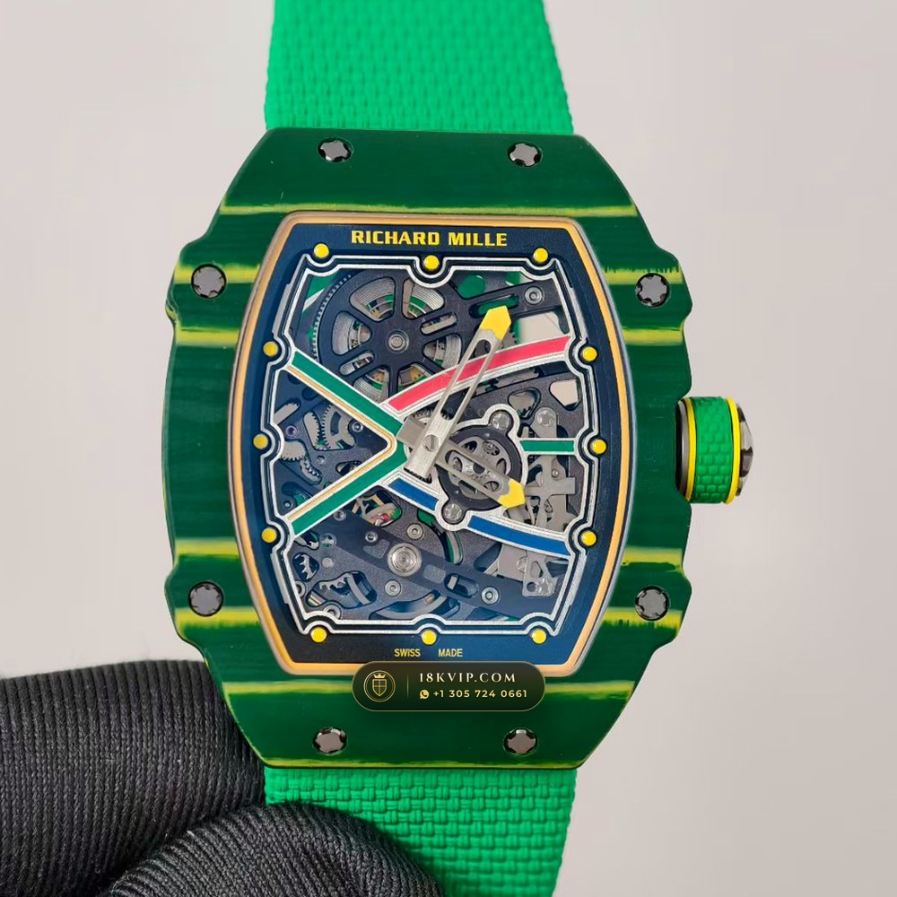 Richard Mille RM 67-02 Automatic Extra-Flat Wayde van Niekerk Green & Yellow Quartz TPT Geneva Atelier Spec — Private Vault Edition — Studio Gallery Plate II in Carbon TPT & Grade 5 Titanium (33.3g Verified Mass, Richard Mille Cal. CRMA7 Skeletonized Titanium)