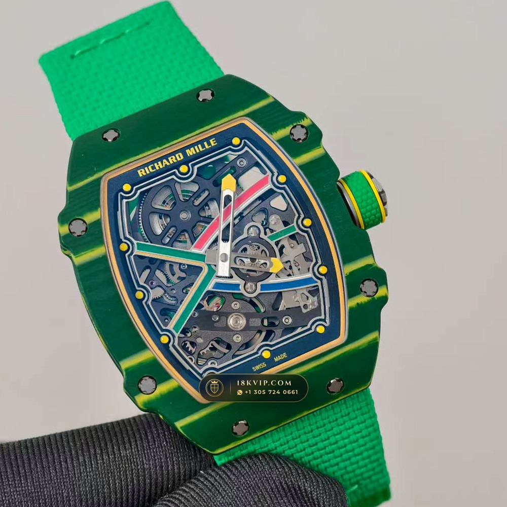 Richard Mille RM 67-02 Automatic Extra-Flat Wayde van Niekerk Green & Yellow Quartz TPT Geneva Atelier Spec — Private Vault Edition — Studio Gallery Plate III in Carbon TPT & Grade 5 Titanium (33.3g Verified Mass, Richard Mille Cal. CRMA7 Skeletonized Titanium)