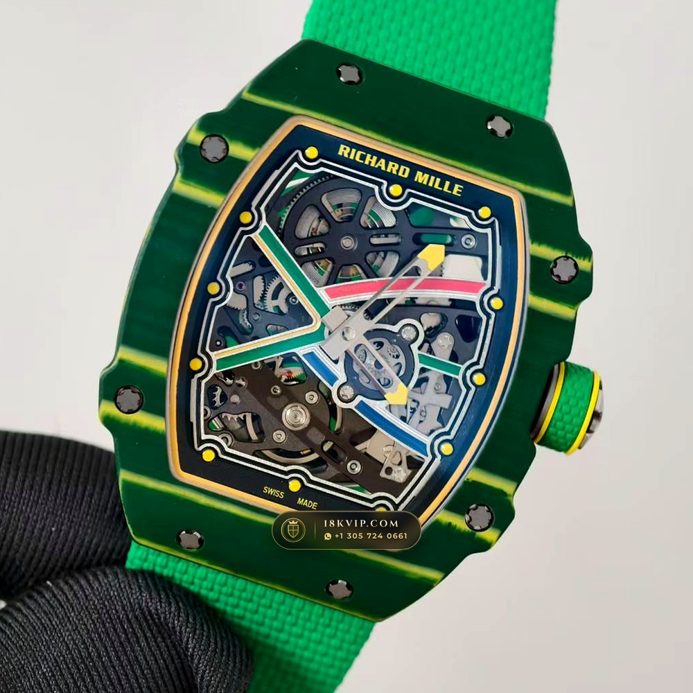 Richard Mille RM 67-02 Automatic Extra-Flat Wayde van Niekerk Green & Yellow Quartz TPT Geneva Atelier Spec — Private Vault Edition — Studio Gallery Plate IV in Carbon TPT & Grade 5 Titanium (33.3g Verified Mass, Richard Mille Cal. CRMA7 Skeletonized Titanium)
