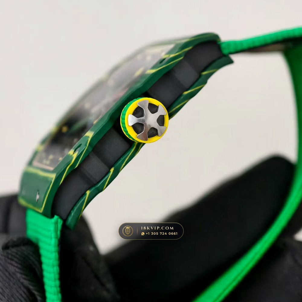 Richard Mille RM 67-02 Automatic Extra-Flat Wayde van Niekerk Green & Yellow Quartz TPT Geneva Atelier Spec — Private Vault Edition — Studio Gallery Plate V in Carbon TPT & Grade 5 Titanium (33.3g Verified Mass, Richard Mille Cal. CRMA7 Skeletonized Titanium)
