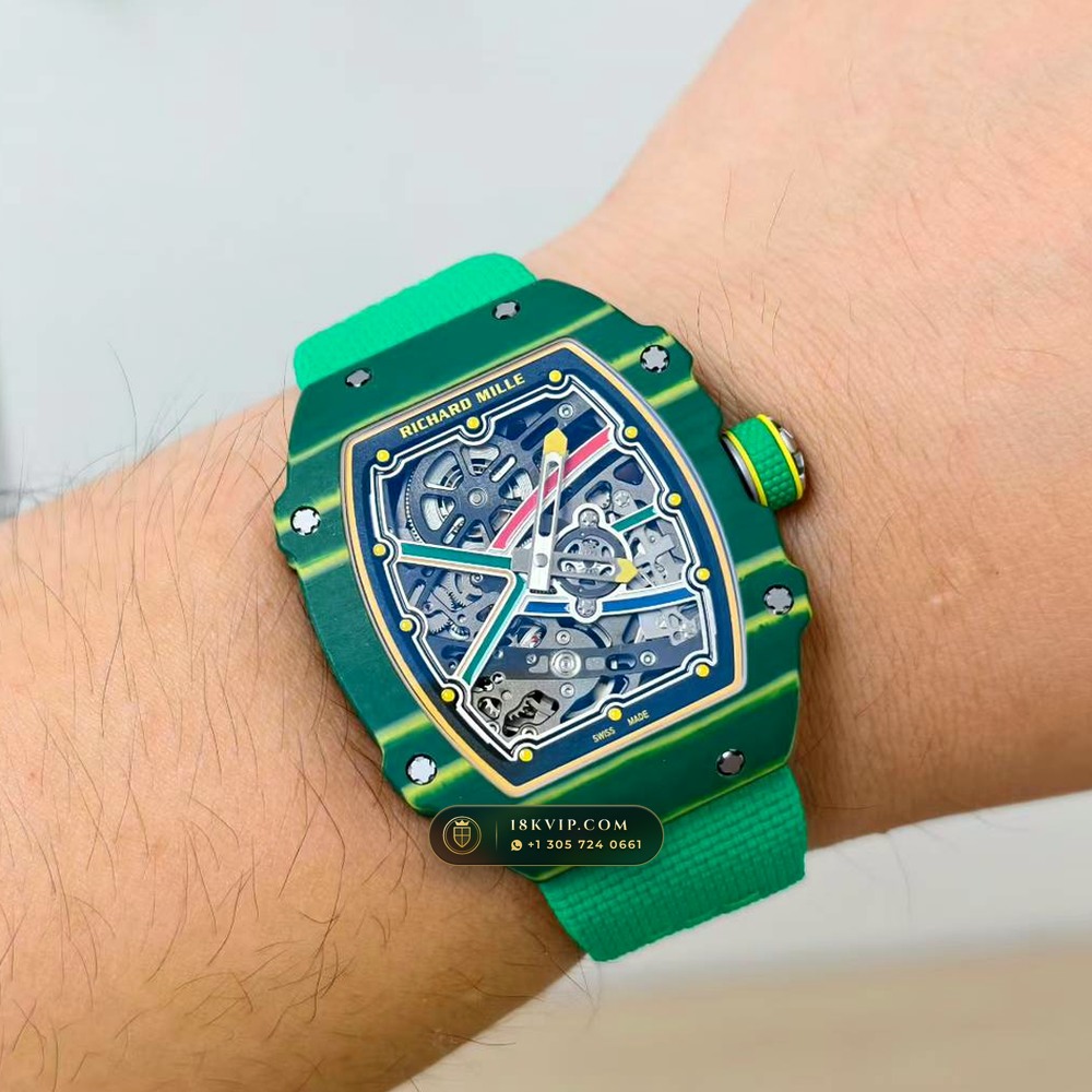 Richard Mille RM 67-02 Automatic Extra-Flat Wayde van Niekerk Green & Yellow Quartz TPT Geneva Atelier Spec — Private Vault Edition — Studio Gallery Plate VII in Carbon TPT & Grade 5 Titanium (33.3g Verified Mass, Richard Mille Cal. CRMA7 Skeletonized Titanium)