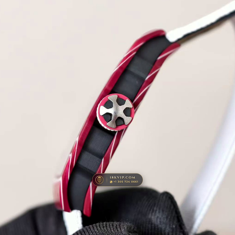 Richard Mille RM 67-02 Automatic Extra-Flat Mutaz Barshim Crimson Quartz TPT Hand-Chamfered Bevel Spec — Private Vault Edition — Studio Gallery Plate V in Carbon TPT & Grade 5 Titanium (33.3g Verified Mass, Richard Mille Cal. CRMA7 Skeletonized Titanium)