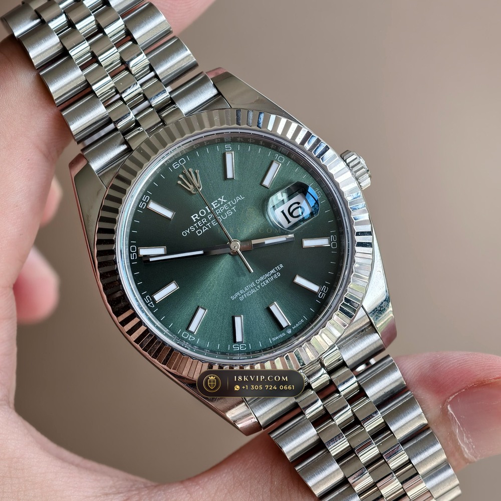 Rolex Datejust 41 Sunray Emerald / Khaki Green Dial Ref. 126334 — Private Vault Edition — Studio Gallery Plate II in 904L Stainless Steel Custom Architecture (136.8g Verified Mass, Rolex Manufacture Cal. 3235 - 70h Power Reserve)