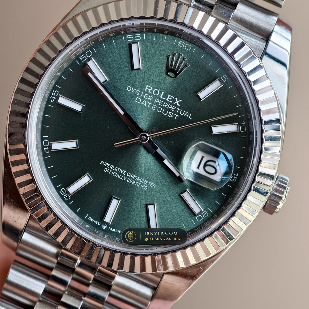 Rolex Datejust 41 Sunray Emerald / Khaki Green Dial Ref. 126334 — Private Vault Edition — Studio Gallery Plate IV in 904L Stainless Steel Custom Architecture (136.8g Verified Mass, Rolex Manufacture Cal. 3235 - 70h Power Reserve)