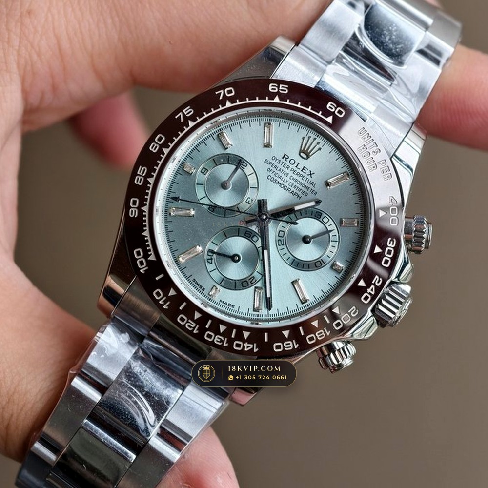 Rolex Cosmograph Daytona Platona Ice-Blue Baguette Diamond Dial 950 Platinum Ref. 116506 — Private Vault Edition — Studio Gallery Plate III in 950 Platinum Pt950 (282.0g Verified Mass, Rolex Manufacture Cal. 4130 - 72h Power Reserve)