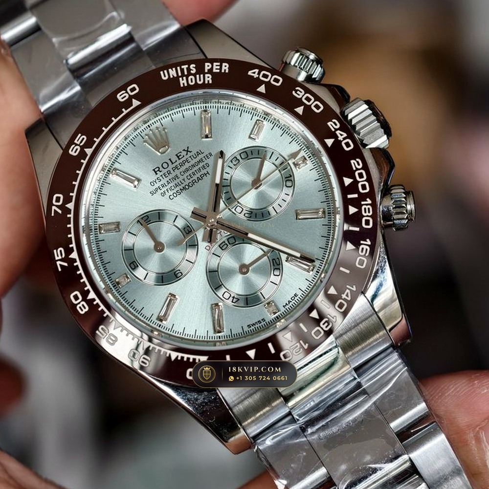 Rolex Cosmograph Daytona Platona Ice-Blue Baguette Diamond Dial 950 Platinum Ref. 116506 — Private Vault Edition — Studio Gallery Plate IV in 950 Platinum Pt950 (282.0g Verified Mass, Rolex Manufacture Cal. 4130 - 72h Power Reserve)