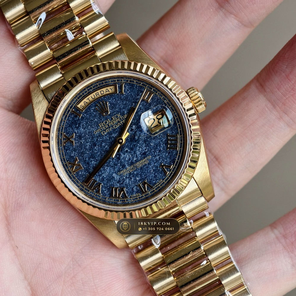 Rolex Day-Date 36 Natural Ferrite Stone Dial 18K Yellow Gold Ref. 18238 — Private Vault Edition — Studio Gallery Plate II in 18K Yellow Gold Au750 (141.5g Verified Mass, Rolex Manufacture Cal. 3155)