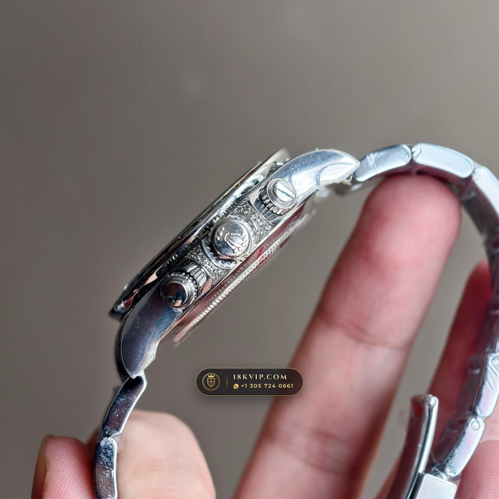 Rolex Cosmograph Daytona Rainbow Sapphire Bezel Diamond-Set Bezel 18K White Gold Ref. 126599RBOW — Private Vault Edition — Studio Gallery Plate VI in 18K White Gold Au750 (216.3g Verified Mass, Rolex Manufacture Cal. 4131 - 72h Power Reserve)
