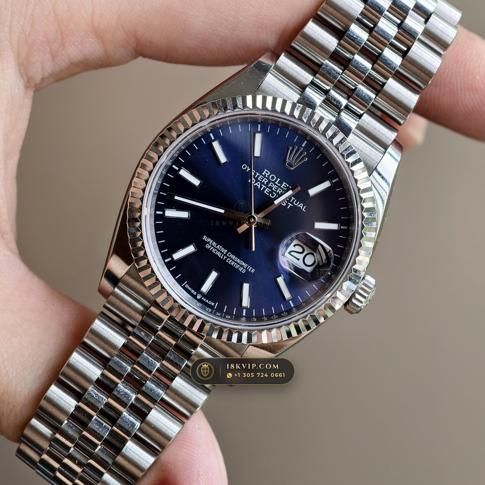 Rolex Datejust 36 Graduated Royal Blue Sunburst Dial Ref. 126231 — Private Vault Edition — Studio Gallery Plate III in 18K Gold & 904L Oystersteel Rolesor (130.7g Verified Mass, Rolex Manufacture Cal. 3235 - 70h Power Reserve)