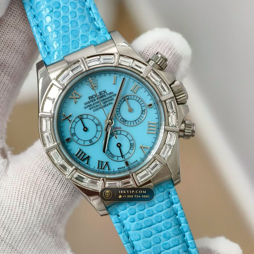 Rolex Cosmograph Daytona Natural Turquoise Dial 18K White Gold Ref. 116589BR — Private Vault Edition — Studio Gallery Plate II in 18K White Gold Au750 (160.7g Verified Mass, Rolex Manufacture Cal. 4130 - 72h Power Reserve)
