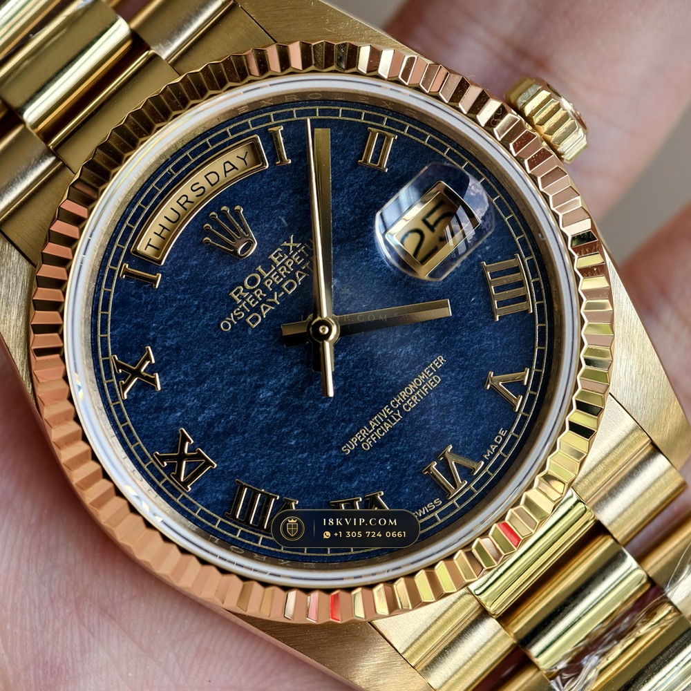 Rolex Day-Date 36 Natural Ferrite Stone Dial 18K Yellow Gold Deep Crystal Optics Ref. 18238 — Private Vault Edition — Studio Gallery Plate VI in 18K Yellow Gold Au750 (141.8g Verified Mass, Rolex Manufacture Cal. 3155)