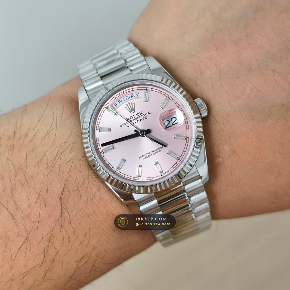 Rolex Day-Date 36 18K White Gold Ref. 128239 — Private Vault Edition — Studio Gallery Plate IX in 18K White Gold Au750 (183.4g Verified Mass, Rolex Manufacture Cal. 3255 - 70h Power Reserve)