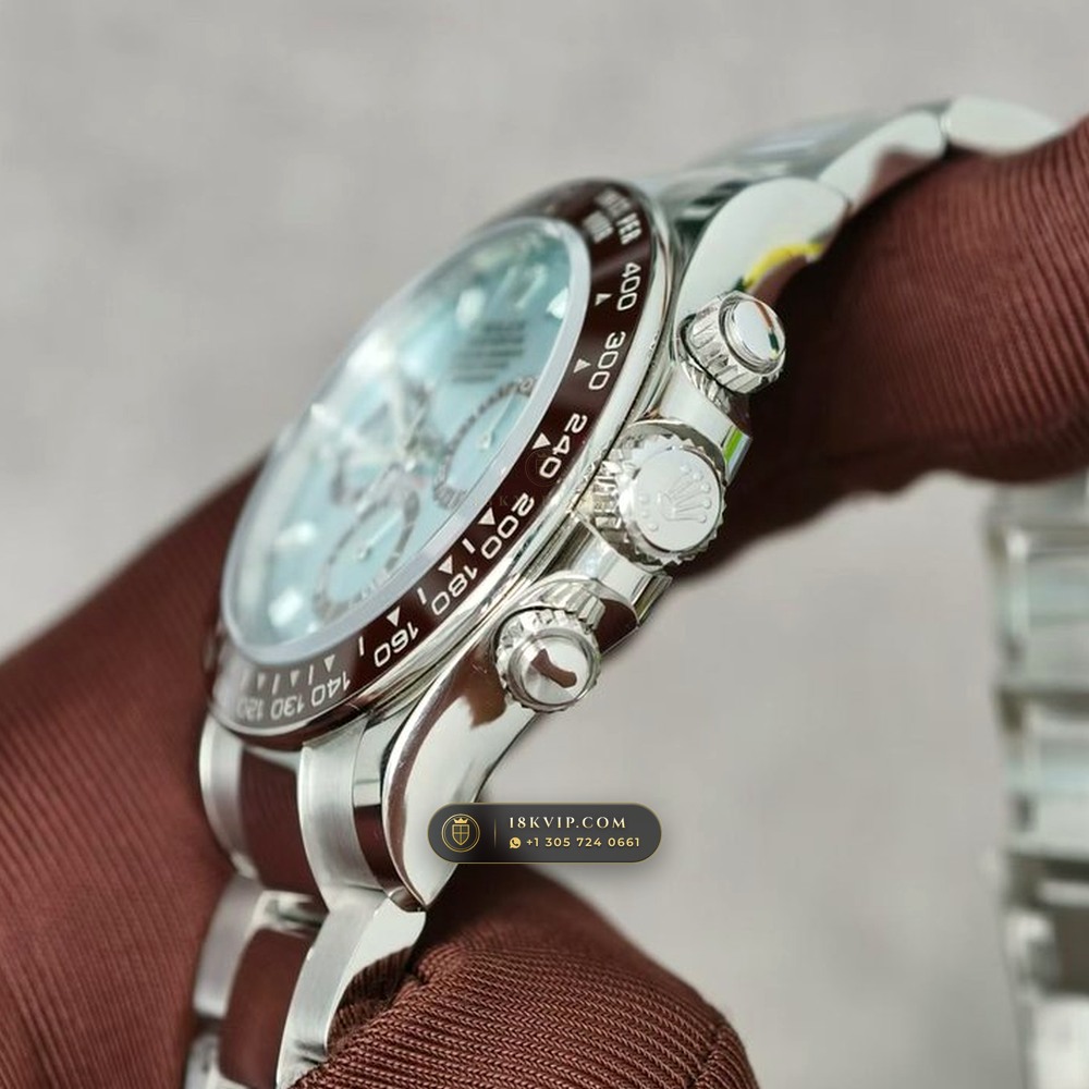 Rolex Cosmograph Daytona Platona Ice-Blue & Chestnut Cerachrom 950 Platinum Ref. 126506 — Private Vault Edition — Studio Gallery Plate IV in 950 Platinum Pt950 (282.0g Verified Mass, Rolex Manufacture Cal. 4131 - 72h Power Reserve)
