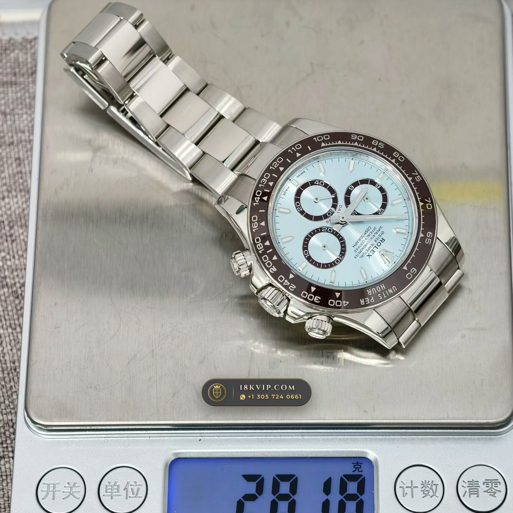 Rolex Cosmograph Daytona Platona Ice-Blue & Chestnut Cerachrom 950 Platinum Ref. 126506 — Private Vault Edition — Studio Gallery Plate VIII in 950 Platinum Pt950 (282.0g Verified Mass, Rolex Manufacture Cal. 4131 - 72h Power Reserve)