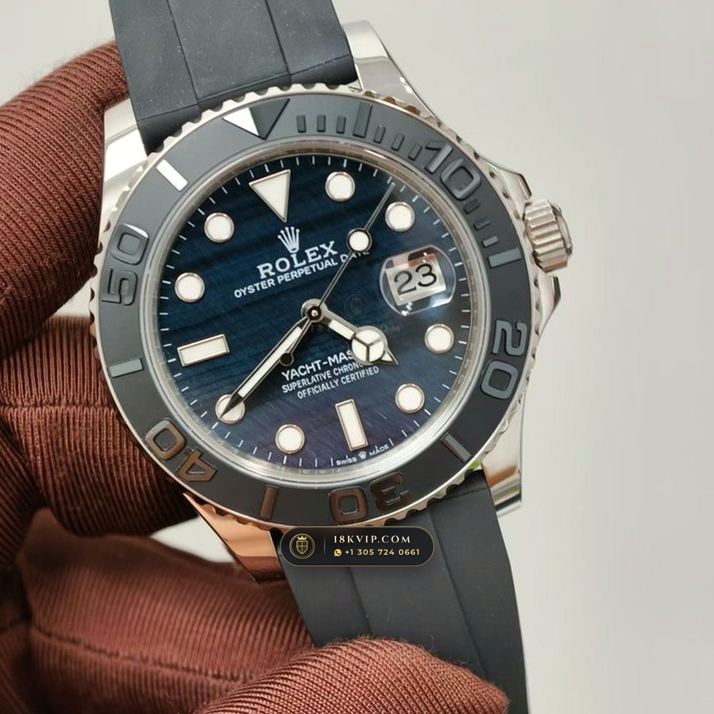 Rolex Yacht-Master 42 Natural Falcon Eye Stone Dial 18K White Gold Ref. 226659 — Private Vault Edition — Studio Gallery Plate II in 18K White Gold Au750 (170.2g Verified Mass, Rolex Manufacture Cal. 3235 - 70h Power Reserve)