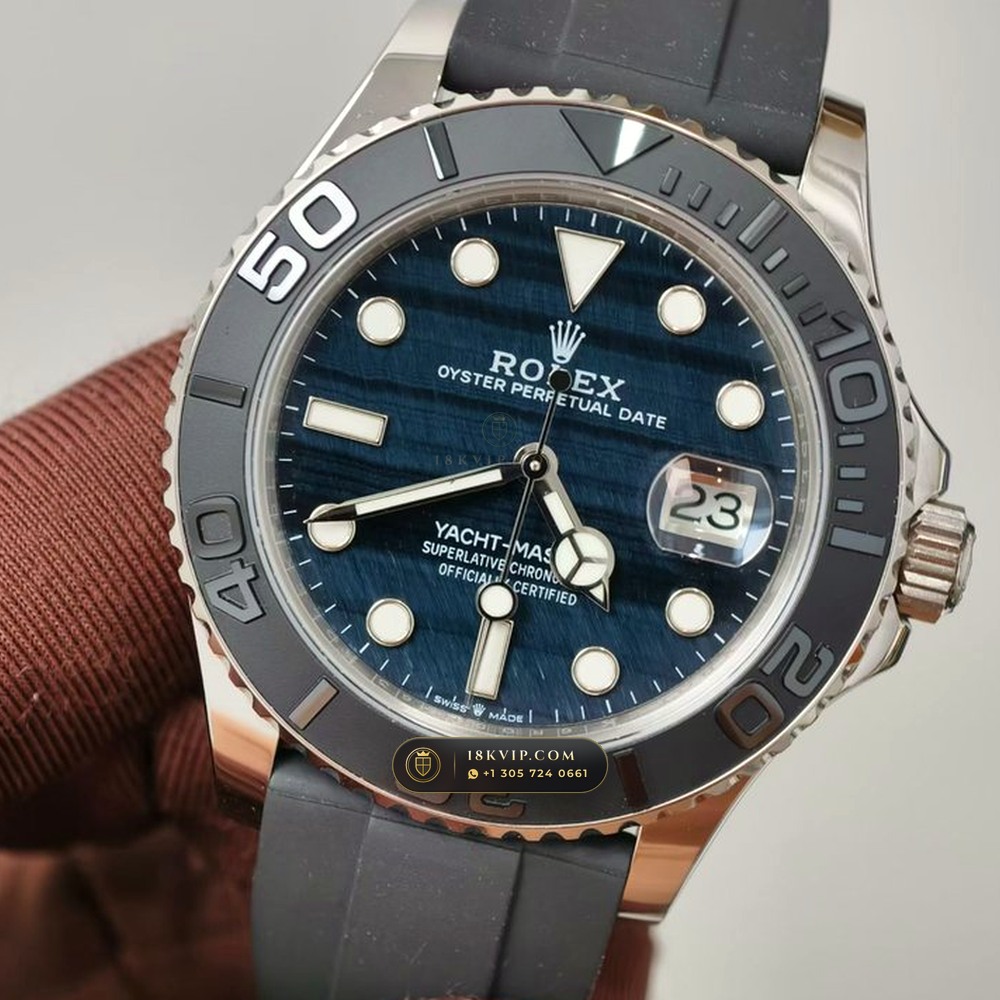 Rolex Yacht-Master 42 Natural Falcon Eye Stone Dial 18K White Gold Ref. 226659 — Private Vault Edition — Studio Gallery Plate III in 18K White Gold Au750 (170.2g Verified Mass, Rolex Manufacture Cal. 3235 - 70h Power Reserve)