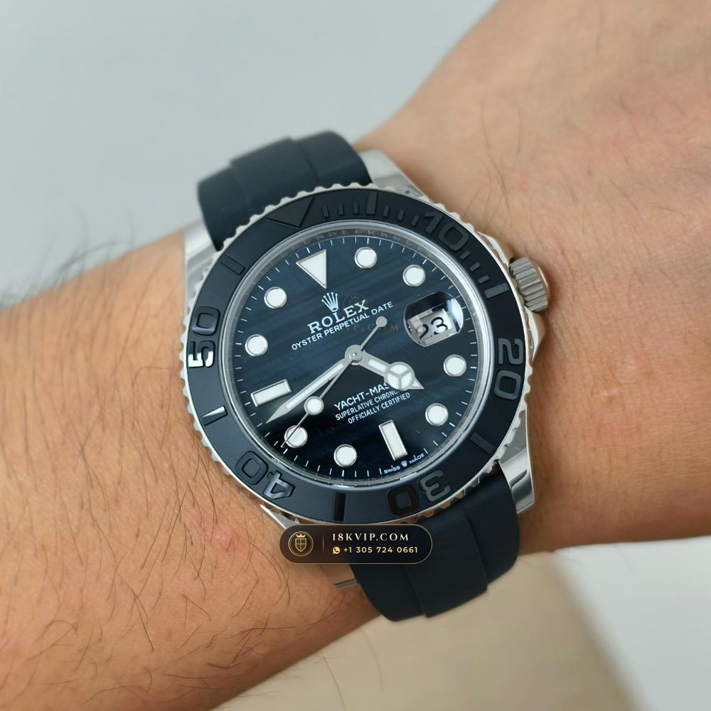 Rolex Yacht-Master 42 Natural Falcon Eye Stone Dial 18K White Gold Ref. 226659 — Private Vault Edition — Studio Gallery Plate VIII in 18K White Gold Au750 (170.2g Verified Mass, Rolex Manufacture Cal. 3235 - 70h Power Reserve)