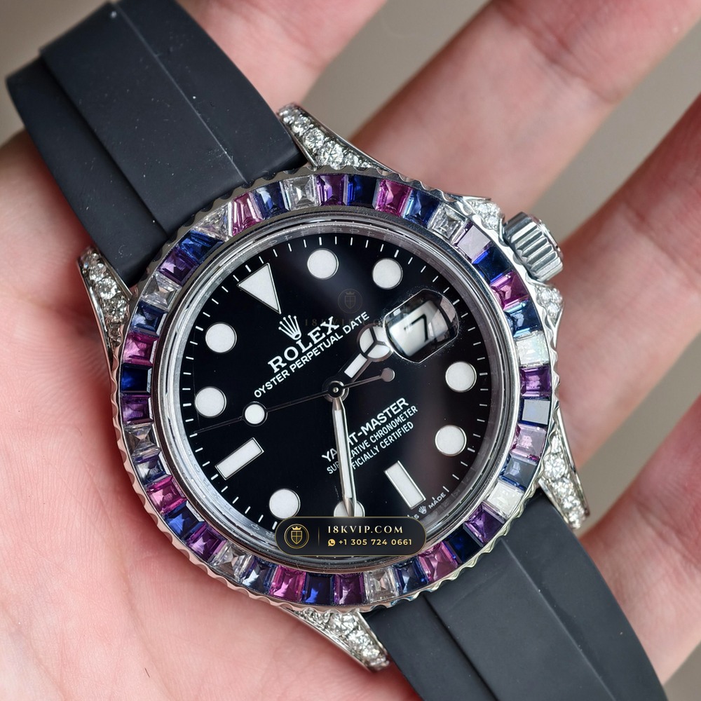 Rolex Yacht-Master 40 Cotton Candy Pink & Blue Sapphire Bezel 18K White Gold Ref. 126679SABR — Private Vault Edition — Studio Gallery Plate II in 18K White Gold Au750 (178.6g Verified Mass, Rolex Manufacture Cal. 3235 - 70h Power Reserve)