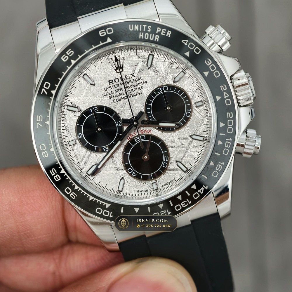 Rolex Cosmograph Daytona Gibeon Meteorite Dial 18K White Gold Geneva Atelier Spec Ref. 126519LN — Private Vault Edition — Studio Gallery Plate II in 18K White Gold Au750 (160.7g Verified Mass, Rolex Manufacture Cal. 4131 - 72h Power Reserve)