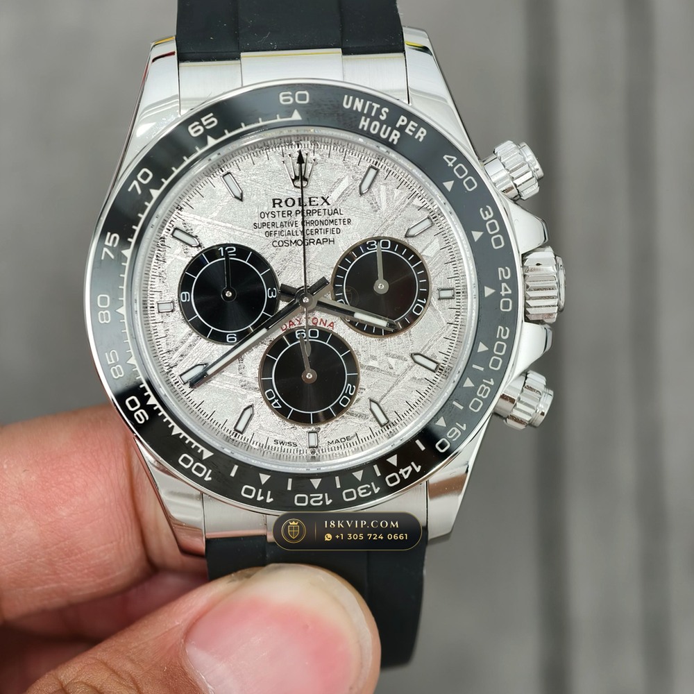 Rolex Cosmograph Daytona Gibeon Meteorite Dial 18K White Gold Geneva Atelier Spec Ref. 126519LN — Private Vault Edition — Studio Gallery Plate V in 18K White Gold Au750 (160.7g Verified Mass, Rolex Manufacture Cal. 4131 - 72h Power Reserve)