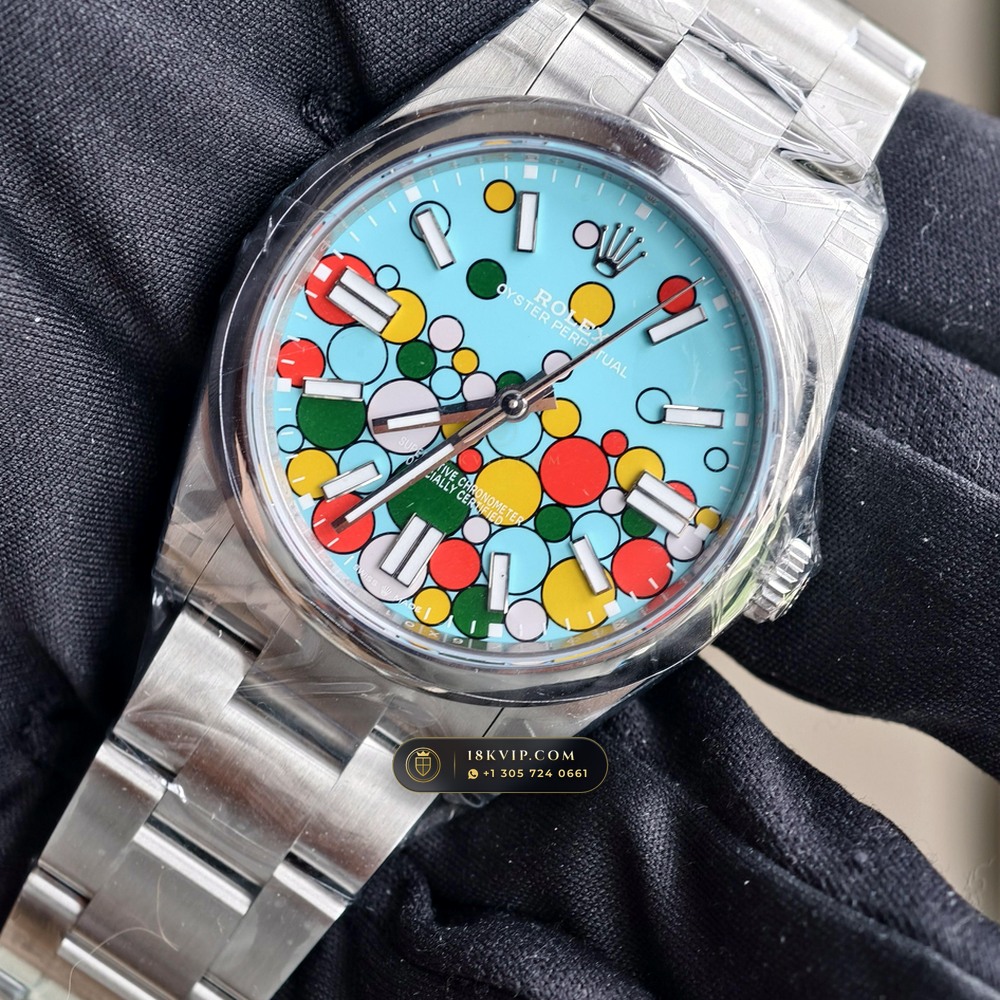 Rolex Oyster Perpetual 41 Celebration Turquoise Motif Dial Ref. 124300 — Private Vault Edition — Studio Gallery Plate III in 904L Stainless Steel Custom Architecture (136.2g Verified Mass, Rolex Manufacture Cal. 3230 - 70h Power Reserve)