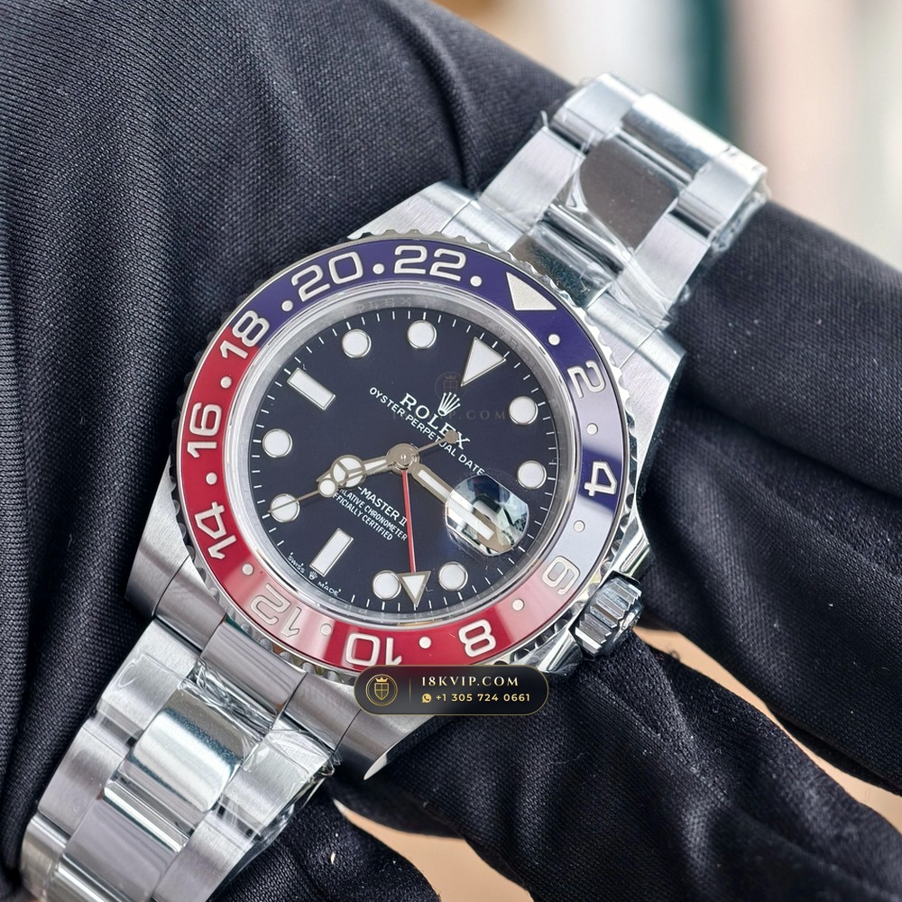 Rolex GMT-Master II Graduated Royal Blue Sunburst Dial 18K White Gold Ref. 126719BLRO — Private Vault Edition — Studio Gallery Plate III in 18K White Gold Au750 (225.1g Verified Mass, Rolex Manufacture Cal. 3285 - 70h Power Reserve)