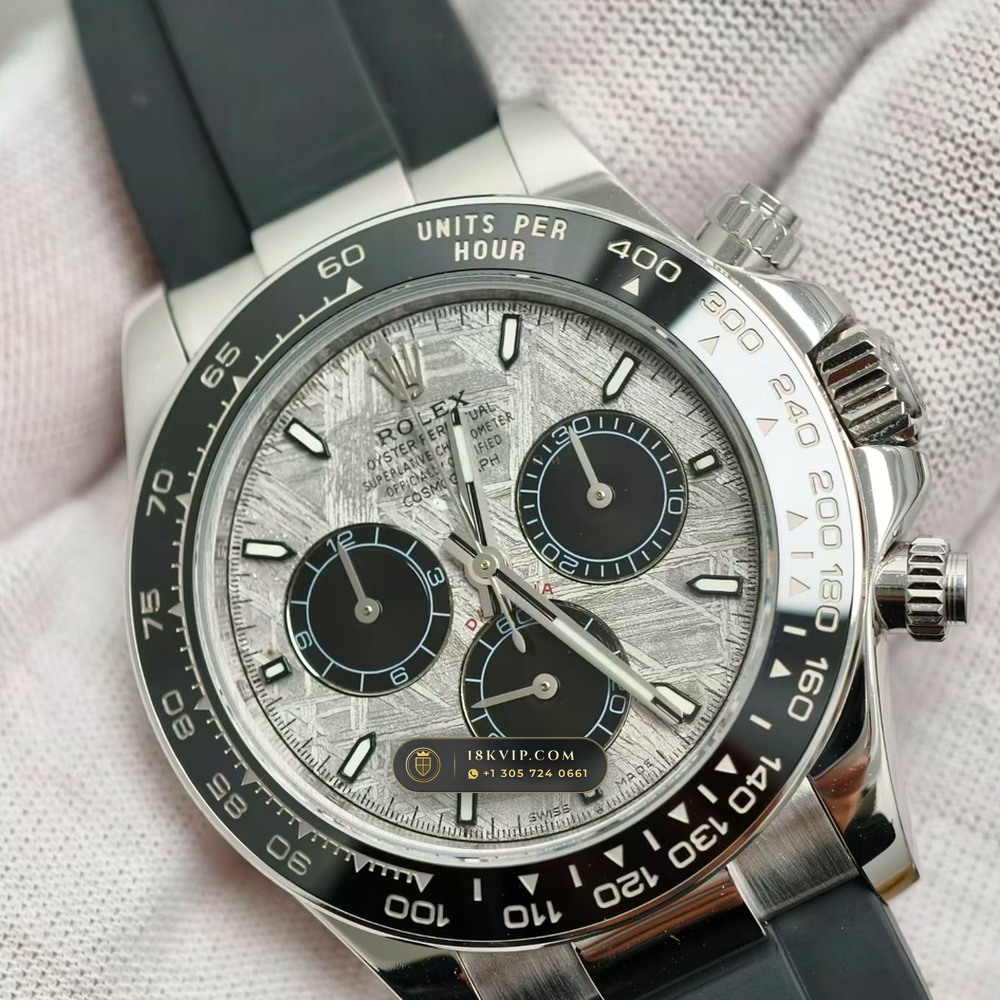 Rolex Cosmograph Daytona Gibeon Meteorite Dial 18K White Gold Free-Sprung Calibre Ref. 126519 — Private Vault Edition — Studio Gallery Plate II in 18K White Gold Au750 (160.7g Verified Mass, Rolex Manufacture Cal. 4131 - 72h Power Reserve)