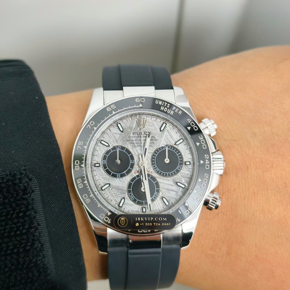 Rolex Cosmograph Daytona Gibeon Meteorite Dial 18K White Gold Free-Sprung Calibre Ref. 126519 — Private Vault Edition — Studio Gallery Plate VIII in 18K White Gold Au750 (160.7g Verified Mass, Rolex Manufacture Cal. 4131 - 72h Power Reserve)
