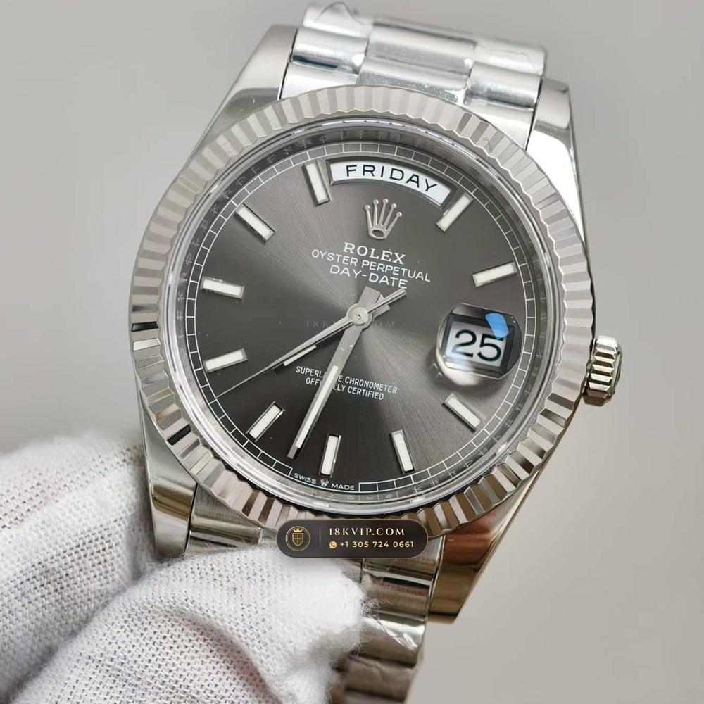 Rolex Day-Date 40 18K White Gold Ref. 228239 — Private Vault Edition — Studio Gallery Plate III in 18K White Gold Au750 (210.7g Verified Mass, Rolex Manufacture Cal. 3255 - 70h Power Reserve)