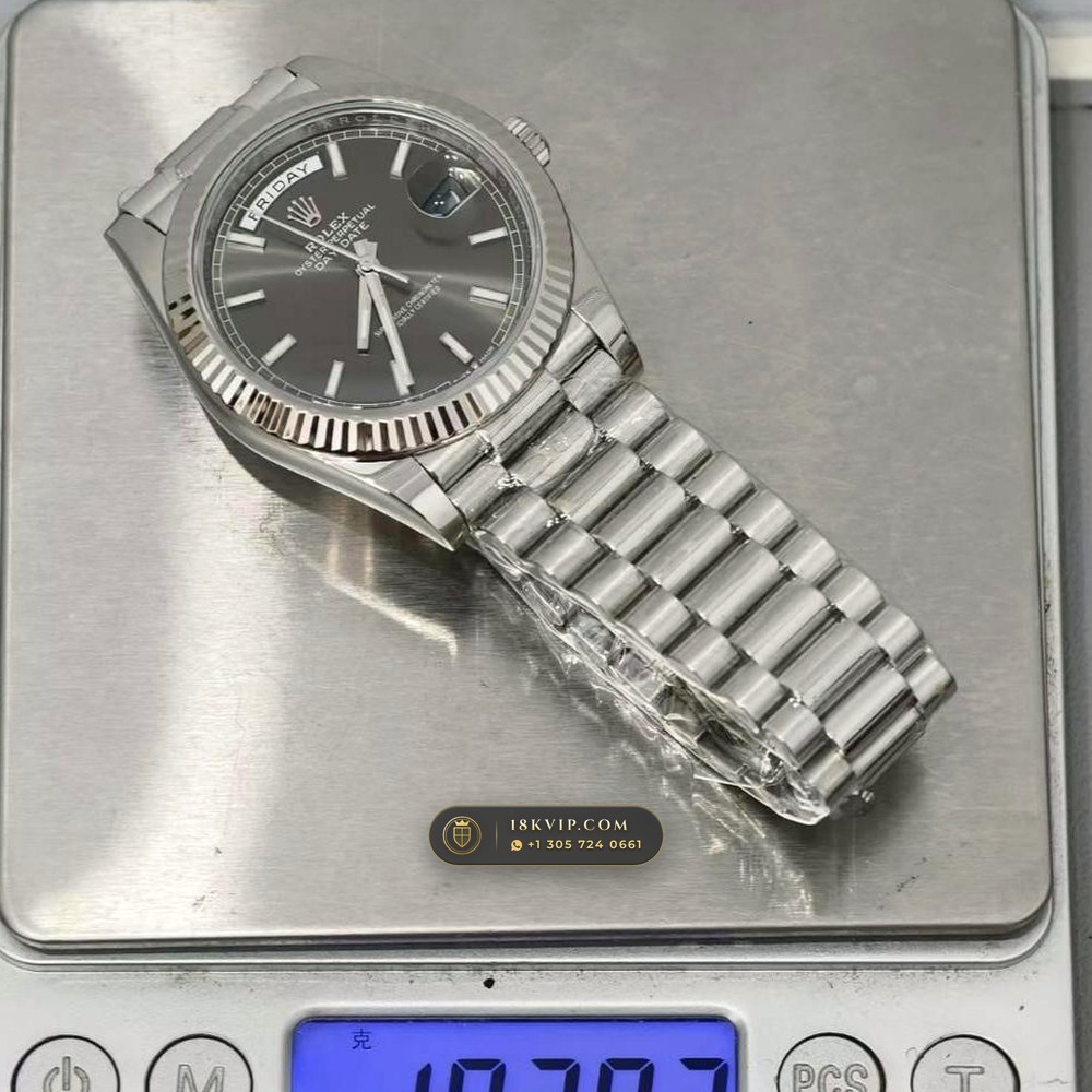 Rolex Day-Date 40 18K White Gold Ref. 228239 — Private Vault Edition — Studio Gallery Plate IX in 18K White Gold Au750 (210.7g Verified Mass, Rolex Manufacture Cal. 3255 - 70h Power Reserve)