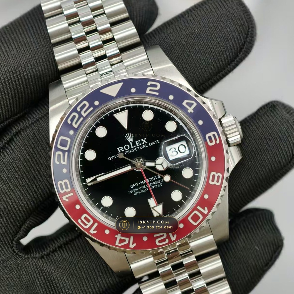 Rolex GMT-Master II Pepsi Red & Blue Cerachrom Ref. 126710BLRO — Private Vault Edition — Studio Gallery Plate II in 904L Stainless Steel Custom Architecture (143.3g Verified Mass, Rolex Manufacture Cal. 3285 - 70h Power Reserve)